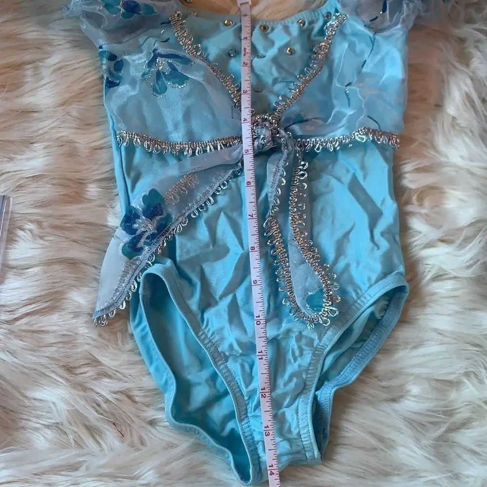 Blue and silver leotard and tulle ballet princess skirt child small halloween